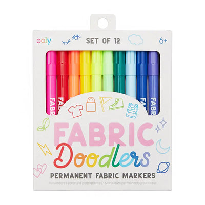 Amara's Enchanted Forest AEF shopaef Ooly Kids Fabric Doodlers Permanent Fabric Markers Marker Set of 12 for clothing shoes backpack canvas bags arts and crafts unique creative kid little big girls girl boys boy