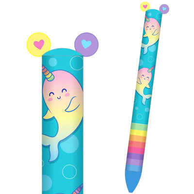 Amara's Enchanted Forest AEF shopaef Snifty Twice As Nice 2 Two Color Click Pen Pink Blue Nicest Narwhal Back To School Office