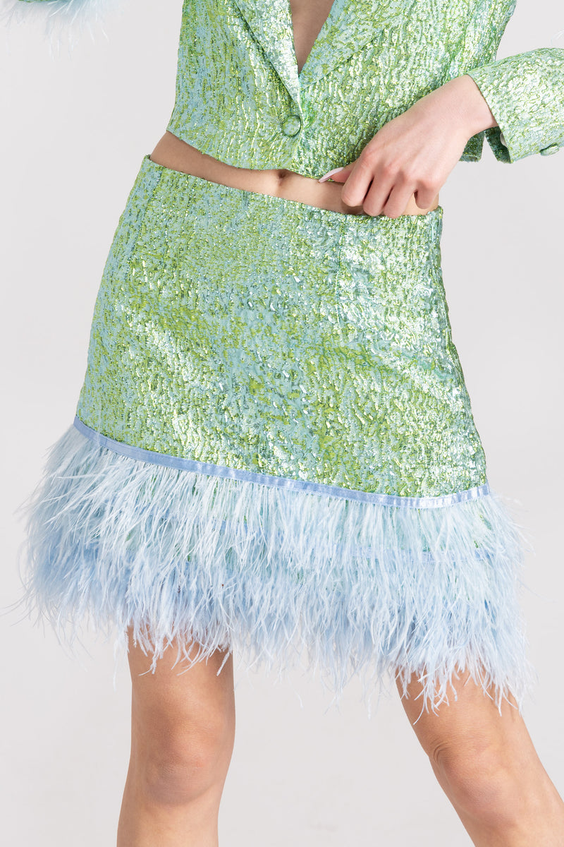 Novelty Feather Detail Mini Skirt
