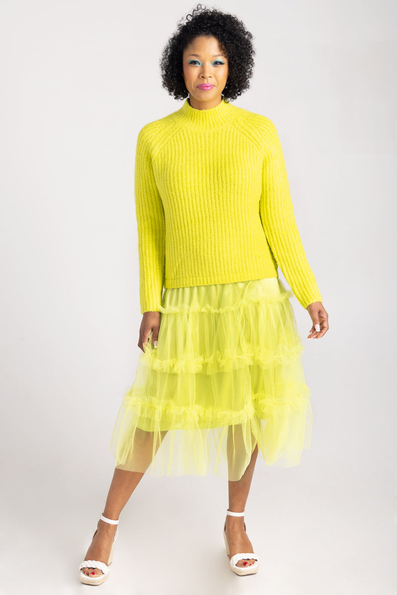Electric Green Sweater Tulle Dress