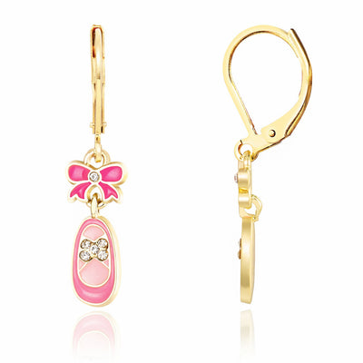 Amara's Enchanted Forest AEF shopaef Girl Nation Crystal Ballet Shoe Earrings Ballerina Kids Little Big Girl Girls Shoes Jewelry Accessory Accessories Pink Gold