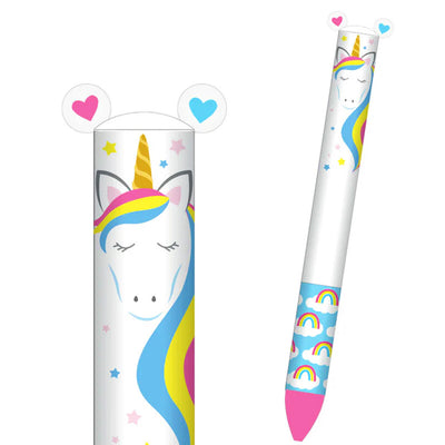 Amara's Enchanted Forest AEF shopaef Snifty Twice As Nice 2 Two Color Click Pen Pink Blue Unique Unicorn Back To School Office