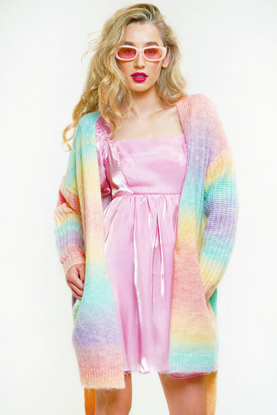 Amara's Enchanted Forest AEF Amaras shopaef Sugarlips women’s womens dress style outfit of the day trendy influencer rainbow ombre sweater knit cardigan rob cozy lounge winter fall