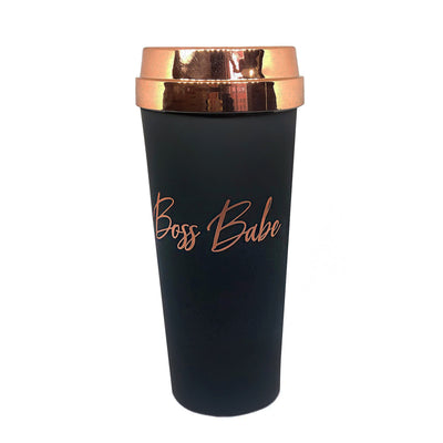 Amara's Enchanted Forest AEF shopAEF Amaras Effie's Paper Boss Babe Tumbler travel mug matte black rose gold womens women women's style accessory office style work