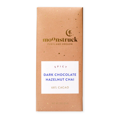 Amara's Enchanted Forest AEF shopAEF Amaras Moonstruck Portland Oregon Dark Chocolate Hazelnut Chai Bar 68% Cacao nuts hazelnuts tea sweeta sweets fairy moon treat treats chocolates high quality premium