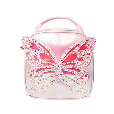 Amara's Enchanted Forest AEF shopAEF Amaras OMG Accessories Pink Butterfly Lunch Bag handbag backpack set little big girls tween teen pink style fashion accessory faux vegan leather pleather metallic iridescent