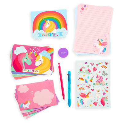 Amara's Enchanted Forest AEF shopAEF Amaras Ooly school kids work fun play pen pens pencil stickers card card letters letter stationary kit set gift unicorn unicorns rainbow rainbows