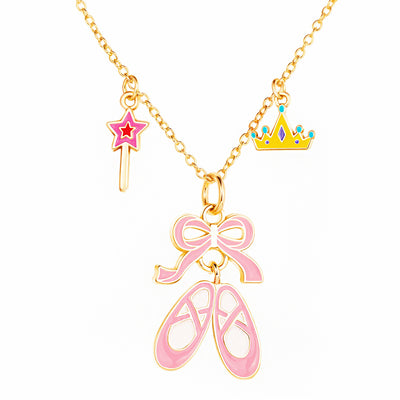 Amara's Enchanted Forest AEF shopAEF Girl Nation Charming Whimsy Necklace Ballet Shoes Ballerina Princess Magic Magical Wand Tiara Kids Little Big Girl Girls Jewelry Accessory Accessories Pink Gold