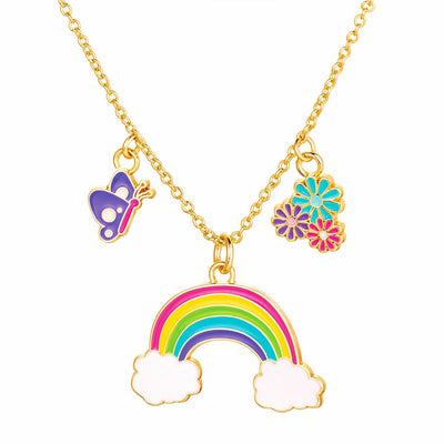 Amara's Enchanted Forest AEF shopaef Girl Nation The Little Piggy Rainbow Luv Necklace Charming Whimsy Cloud Kids Little Big Girl Girls Necklaces Jewelry Gold Hypoallergenic
