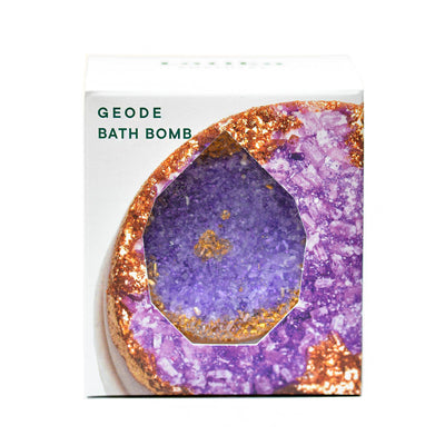 Amara's Enchanted Forest AEF shopaef Latika Beauty Geode Bath Bomb Amethyst Purple White Rose Gold Crystal Crystals Self-Care Self Care Calm Relax Soothing soft lavender, sage, and fresh basil leaves scent