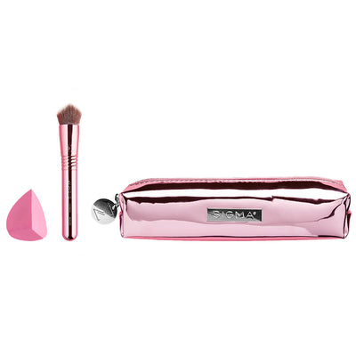 Amara's Enchanted Forest AEF shopAEF Amaras Sigma Beauty 3D/HD 3D HD Complexion Kit makeup brush brushes beauty sponge blender blend foundation metallic pink holographic cosmetics cosmetic pouch bag pencil mua womens women's