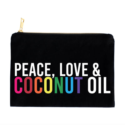 Amara's Enchanted Forest AEF shopAEF Amaras Effie's Paper Peace Love Coconut Oil Pouch Travel Bag Cosmetic Makeup rainbow black womens women women's accessory accessories style fashion rainbow text