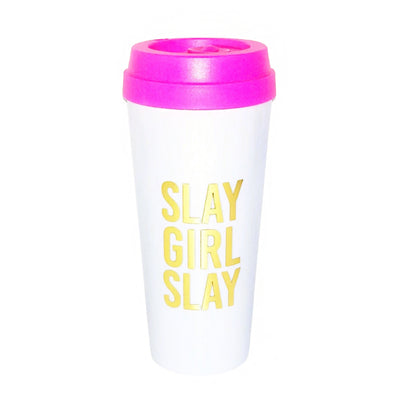 Amara's Enchanted Forest AEF shopAEF Amaras Effie's Paper SLAY GIRL SLAY Tumbler travel mug thermos pink white gold coffee tea iced hot thermal womens women's tween teen