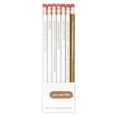 Amara's Enchanted Forest shopAEF AEF Snifty You Got This Metallic Gold White Motivational Inspirational Affirmations Pencil Set Pencils Work School College Positive Self Love Care