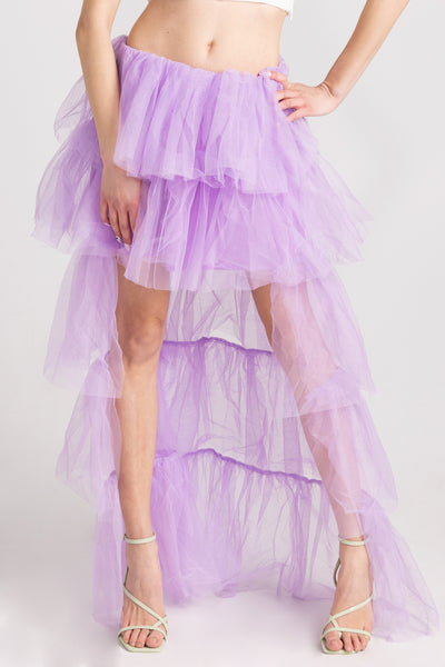 Amara's Enchanted Forest AEF shopaef Strut and Bolt High Low High-Low Hi Lo Maxi Tulle Tiered Tulle Skirt in Lavender Purple Women's Women Skirts Bottoms