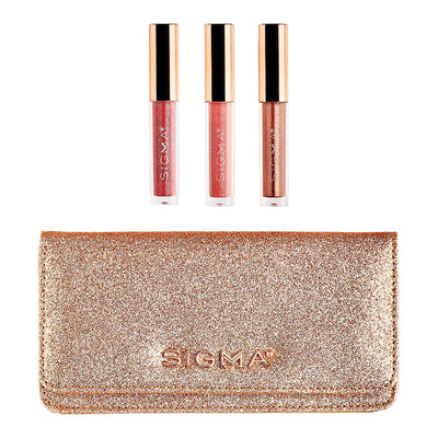 Amara's Enchanted Forest AEF shopAEF Amaras Sigma Beauty Beloved Mini Lip Gloss Set shimmery sparkle shimmer clutch cosmetic pouch bag rose gold rosegold gift beauty makeup make up lipgloss mua